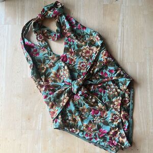 ELLE JAY Stunning Floral Halter Tie One Piece Swimsuit Small